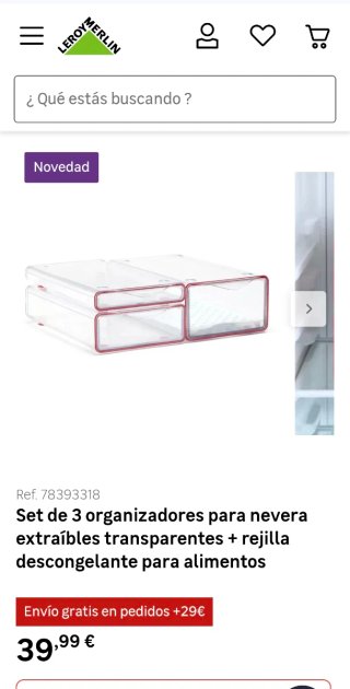Pack 3 Compartimentos o Recipientes Nevera