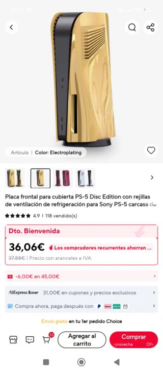 Cover dorata per PlayStation 5