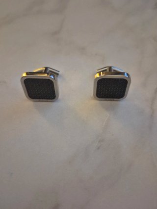 Gemelos Tous Cuadrados Negro y Plata