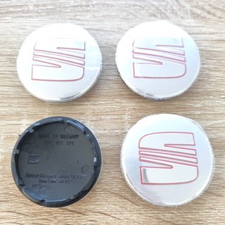 TAPABUJES SEAT 56mm PLATA - EMBLEMA LLANTAS SEAT