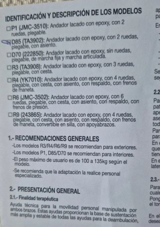 Andador Plegable HMS-VILGO TA3902