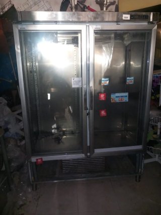 Nevera industrial inox 2 puertas cristal