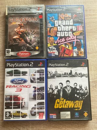 4 Juegos PS2: God of War, GTA Vice City, Ford Raci