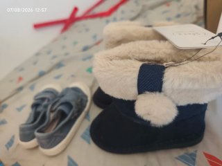 Botines Sfera forrados beige y azul