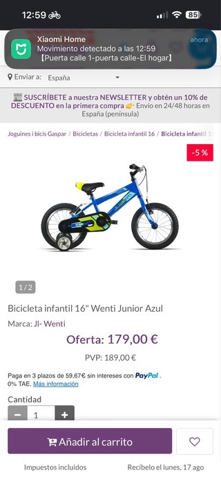 Bicicleta infantil 16 pulgadas