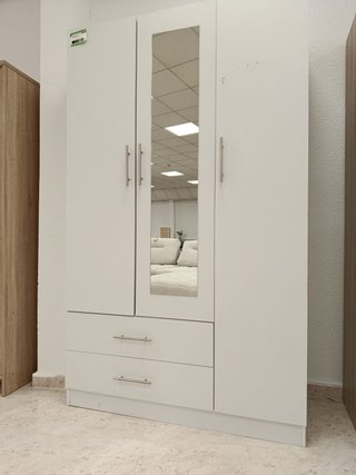 Armario Blanco 3 Puertas con Espejo