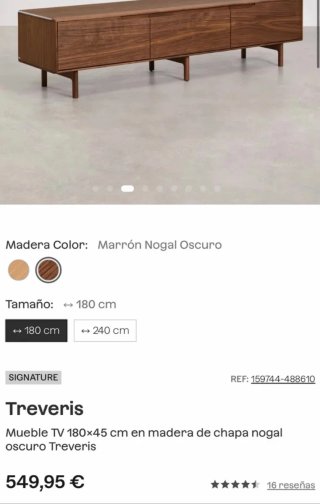 Sklum Mueble TV 180x45 cm en madera de chapa nogal