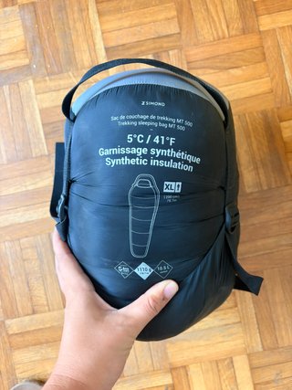 Tienda campaña, saco dormir, colchoneta inflable