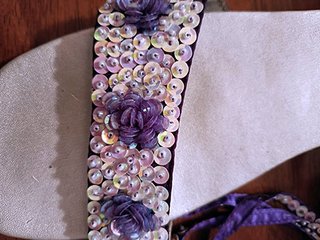 sandali con paillettes e cinturini da balletto