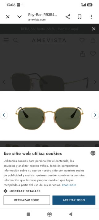 Lentes Ray-Ban RB354 Hexagonal Doradas. ORIGINALES