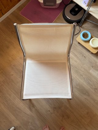 Silla Cantilever Bauhaus Malla Beige Cromada