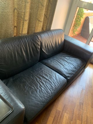 Divano 3 Posti Pelle Fiore Nero