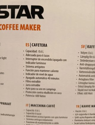 Cafetera Tristar CM-1246 600W