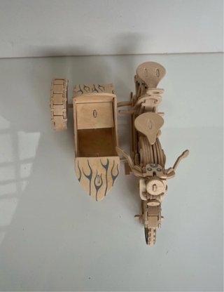 Maqueta Moto con Sidecar Madera