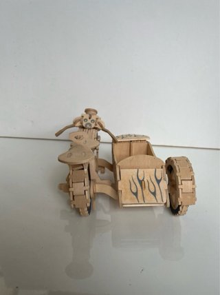 Maqueta Moto con Sidecar Madera