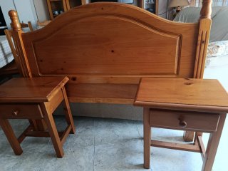 Cabecero y 2 mesitas madera provenzal