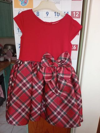 Vestido fiesta niña rojo cuadros