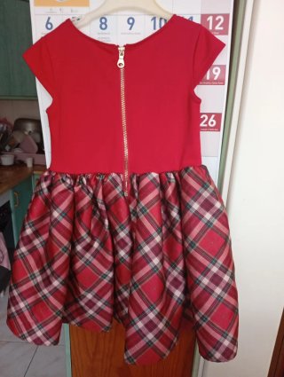 Vestido fiesta niña rojo cuadros