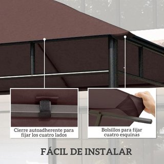 Techo Repuesto Cenador 3x3 UV Drenaje Café