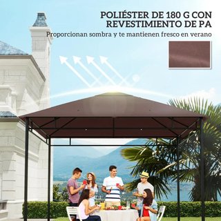 Techo Repuesto Cenador 3x3 UV Drenaje Café