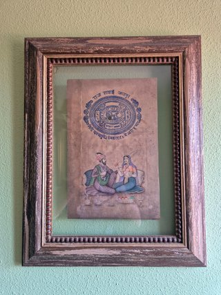 Cuadro antiguo India artesanal lámina