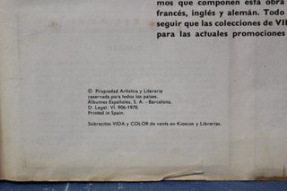 Álbum de cromos Vida y Color. Álbumes Españoles, 1970.