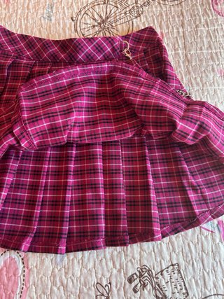 Falda cuadros rosa Bershka Talla XS