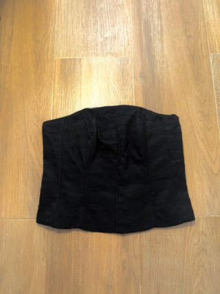 Corsé negro con ballenas y gasa - Vintage talla L