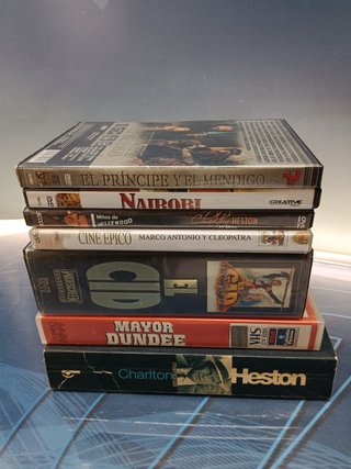 Lote CHARLTON HESTON cintas VHS + libro + 4 dvds