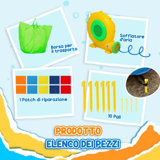 Castello Gonfiabile 4 in 1 con Scivolo Multicolore