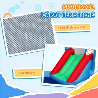 Castello Gonfiabile 4 in 1 con Scivolo Multicolore