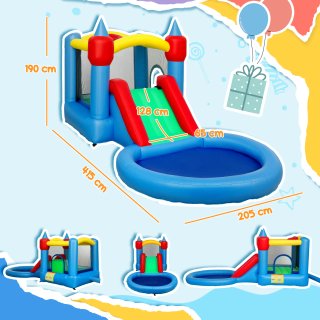 Castello Gonfiabile 4 in 1 con Scivolo Multicolore