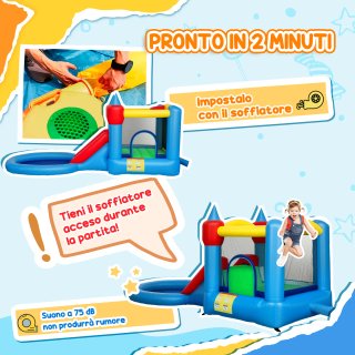 Castello Gonfiabile 4 in 1 con Scivolo Multicolore