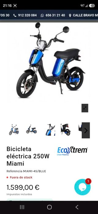 Moto Eléctrica Scooter Azul y Negra