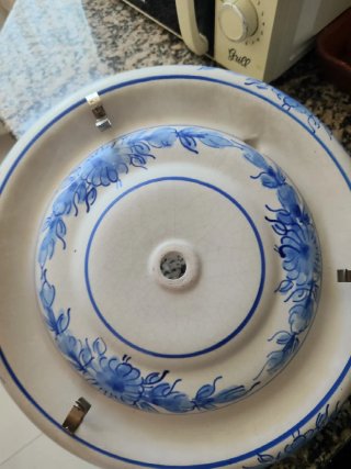 Plafón Cerámica Andaluza Redondo Azul/Blanco