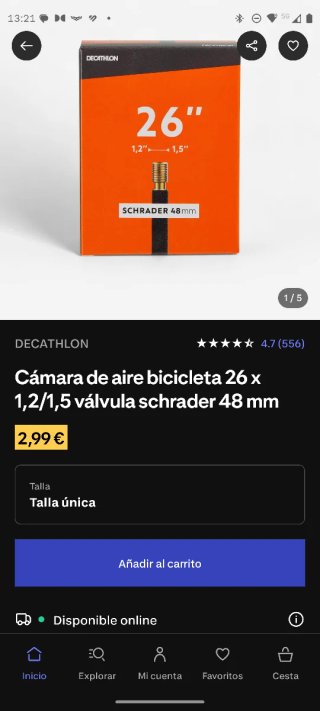 Cámara de aire de bicicleta 26'