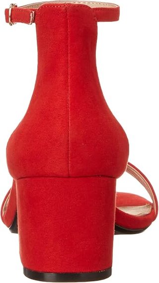 Sandalia de Tacón Ancho de Dos Tiras Roja T 37
