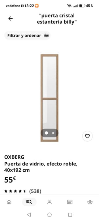 Puerta Estantería Billy Cristal Madera
