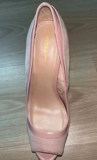 Tacones Peep Toe Bershka Beige/Rosa