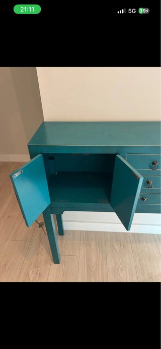 Mueble recibidor oriental azul 90x95x26cm