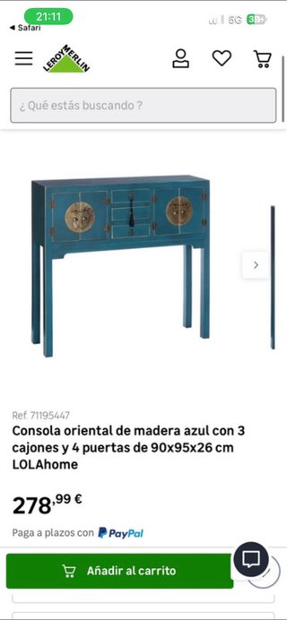 Mueble recibidor oriental azul 90x95x26cm