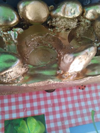 Escultura porta velas piedra dorada nuevo.