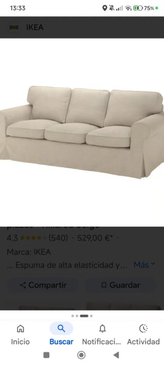 Funda sofá IKEA Erktop 3 plazas beige
