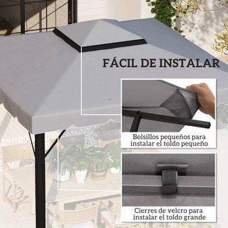 Toldo Recambio Cenador 3x3 Gris Claro Doble
