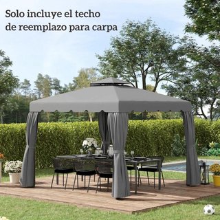 Toldo Recambio Cenador 3x3 Gris Claro Doble