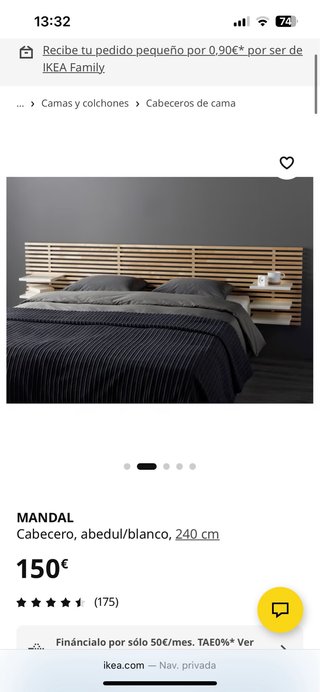 Cabecero Mandal IKEA 240 cm