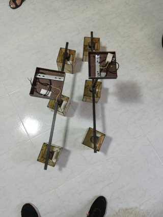 Lámpara de salón forja marrón con 3 puntos de luz