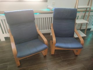 2 Sillones Ikea Poang Funda Azul Chapa Cerezo