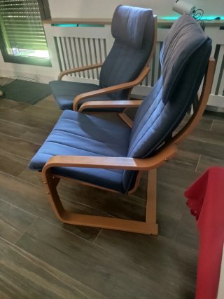 2 Sillones Ikea Poang Funda Azul Chapa Cerezo