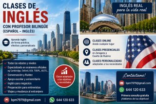 Profesor 100% bilingüe de inglés online y en Zgz